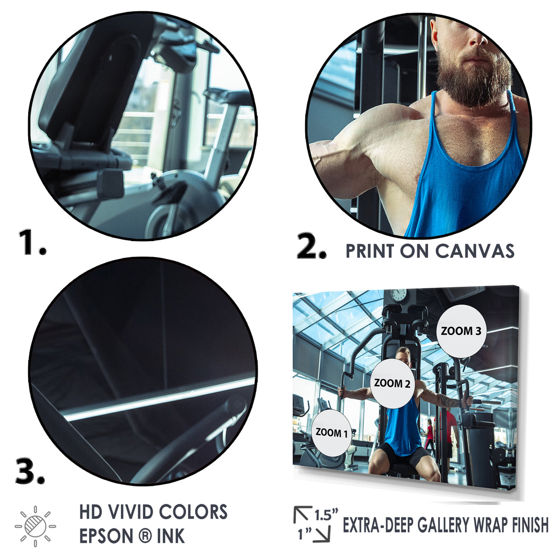Caucasian Doing Strength Exercises - Aerobic &amp; Bodybuilding Canvas Wall Art