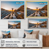 Woman Enjoying Coast Basque Sunset - Aerobic & Bodybuilding Canvas Wall Art