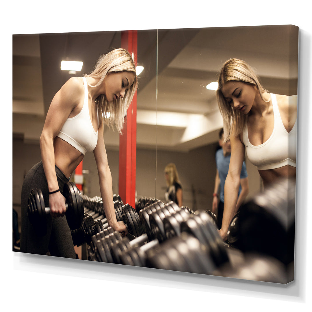 Aerobics Adult Female Athlete - Aerobic &amp; Bodybuilding Canvas Wall Art