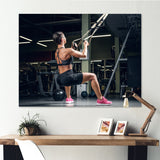 Athletic Woman Working Out With TRX Suspension Strips - Aerobic & Bodybuilding Canvas Wall Art