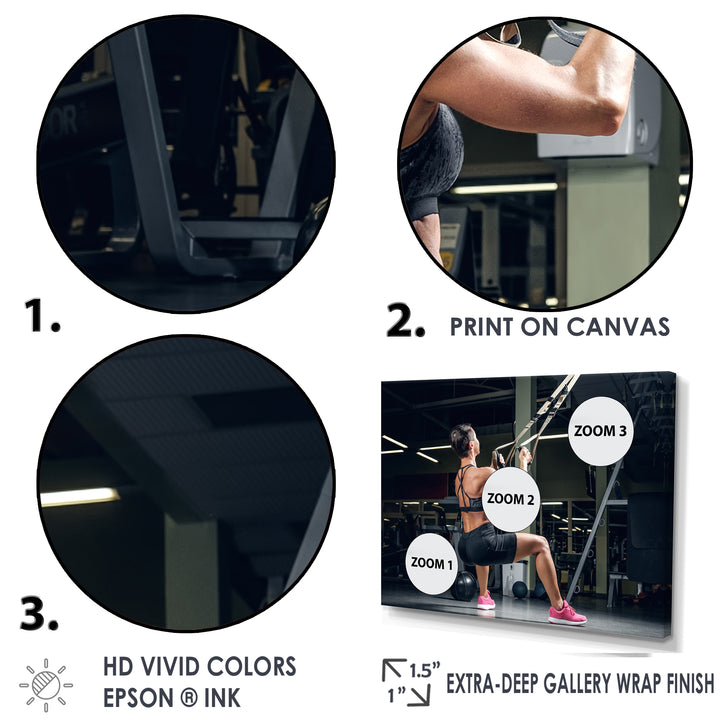 Athletic Woman Working Out With TRX Suspension Strips - Aerobic &amp; Bodybuilding Canvas Wall Art