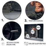 Man Is Doing Lunge With Barbell - Aerobic & Bodybuilding Canvas Wall Art