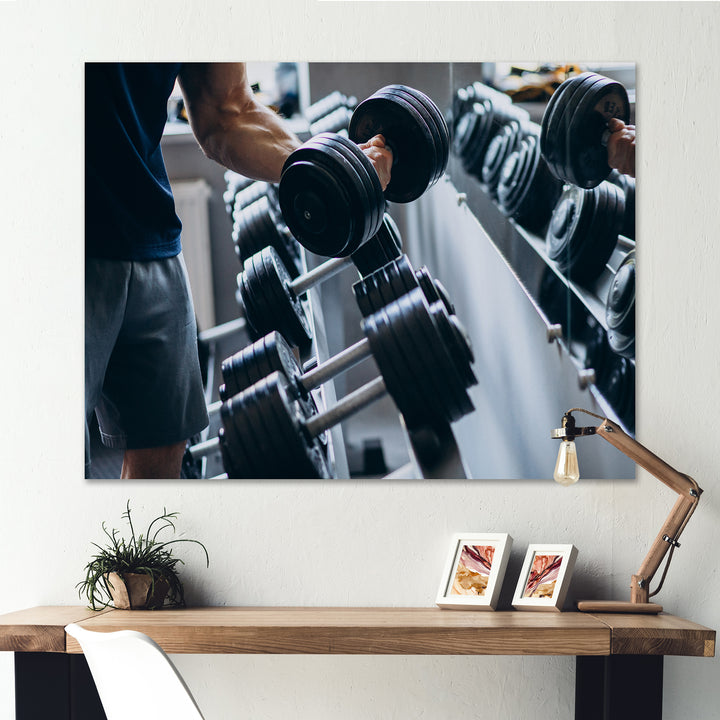 Strong Man Training At Gym - Aerobic &amp; Bodybuilding Canvas Wall Art