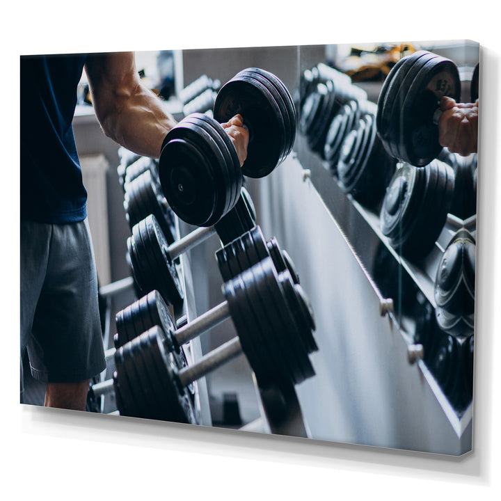 Strong Man Training At Gym - Aerobic &amp; Bodybuilding Canvas Wall Art