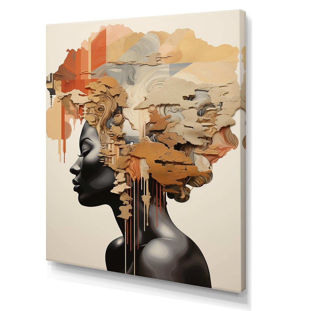Minimalism African Woman Portrait - Landscapes Canvas Wall Art