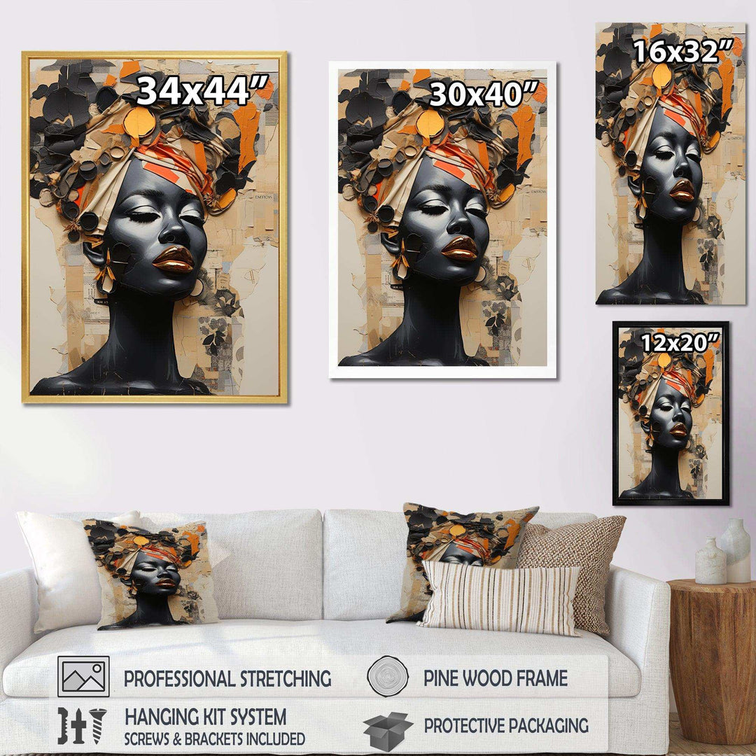 Minimalism African Fashion Woman Portrait - Landscapes Canvas Wall Art