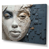 Blue And Beige African Woman Collage - Landscapes Canvas Wall Art