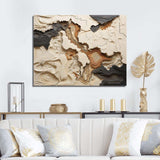 Beige And Brown African River Collage - Abstract Canvas Wall Art