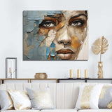 Paint Collage African Woman I - People Canvas Wall Art