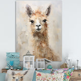 Minimalism Grunge Alpaca Portrait - Beige Alpaca Wall Art