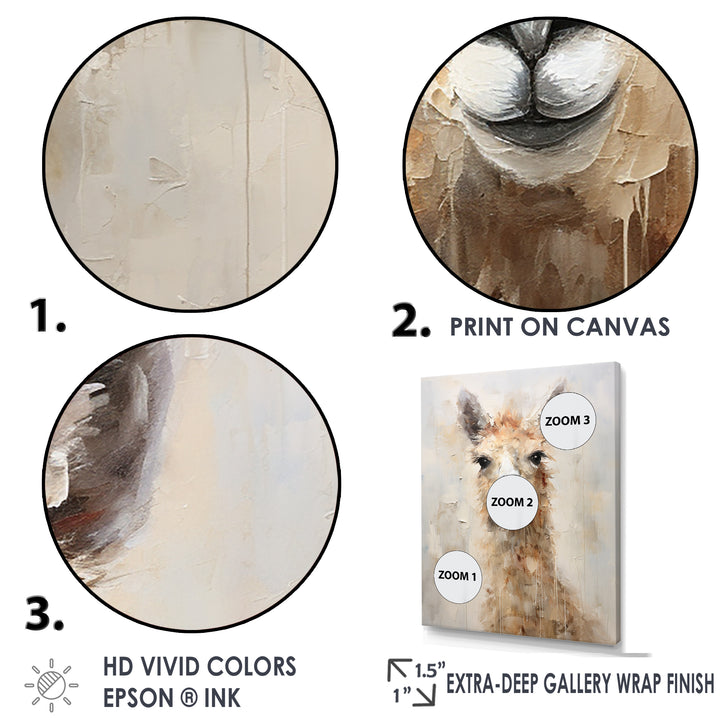 Minimalism Grunge Alpaca Portrait - Beige Alpaca Wall Art