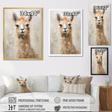 Minimalism Grunge Alpaca Portrait - Beige Alpaca Wall Art