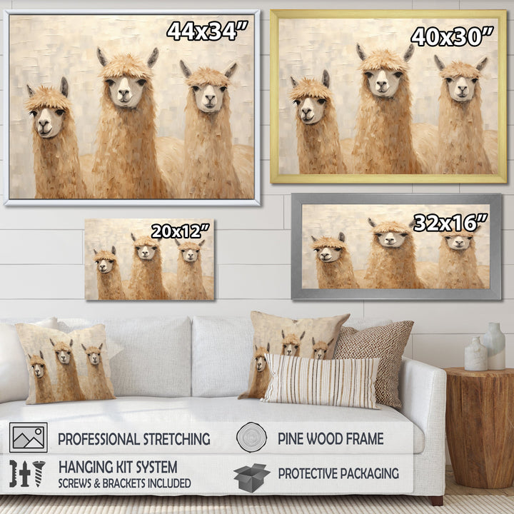 Minimalism Cute Alpacas - Alpaca Canvas Wall Art