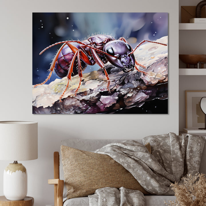 Enchanted Microcosm Amethyst Ant - Ant Framed Canvas Art