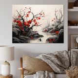 Flamenco Foragers Red Floral - Ant Living Room Wall Art
