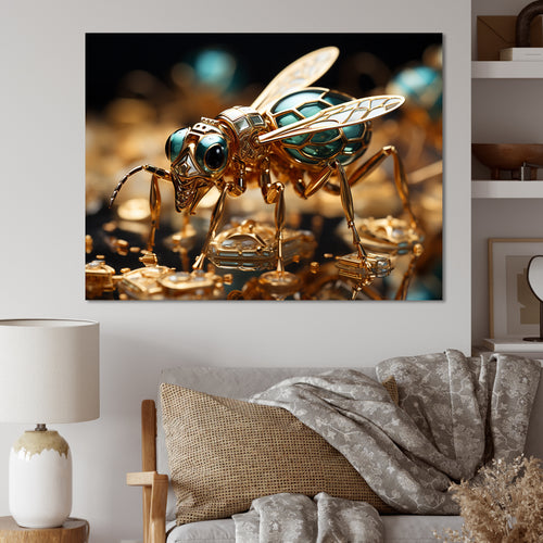 Gilded Expedition Gold Ant - Ant Canvas Wall Art
