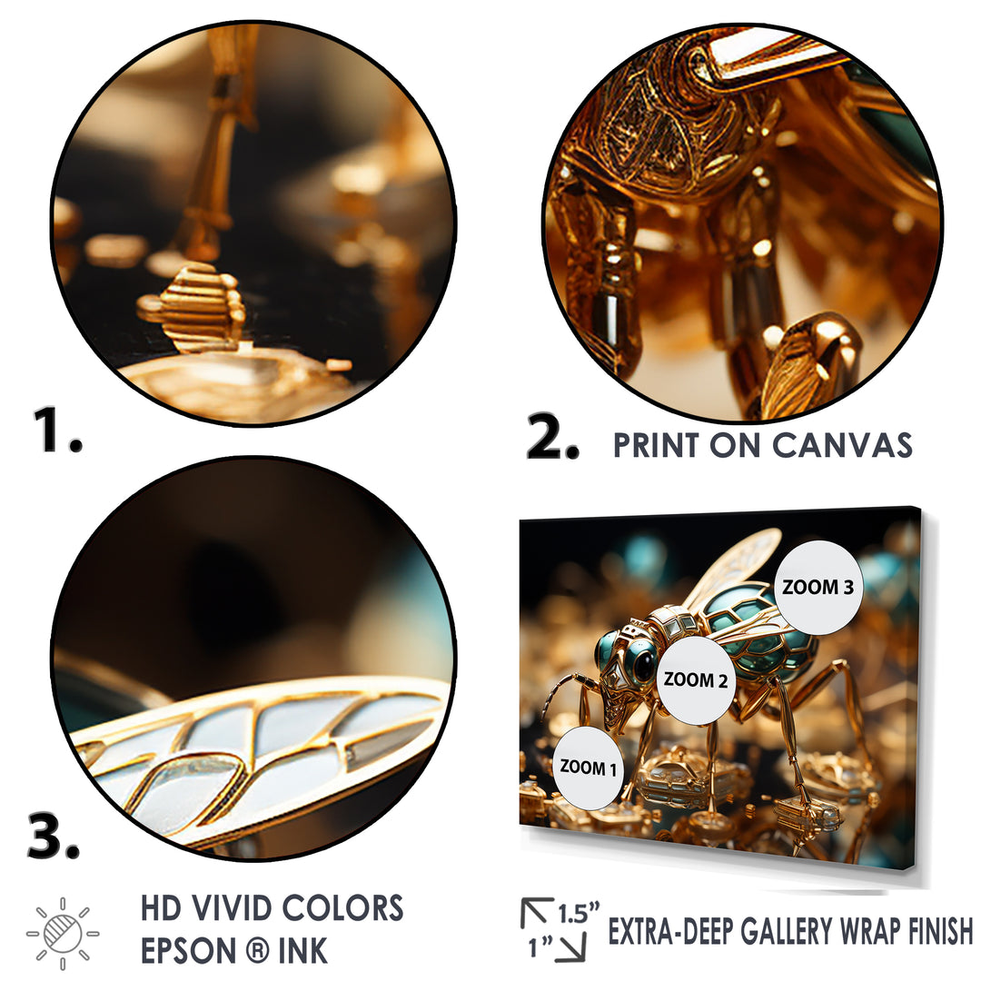Gilded Expedition Gold Ant - Ant Canvas Wall Art