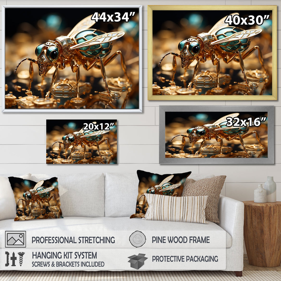 Gilded Expedition Gold Ant - Ant Canvas Wall Art