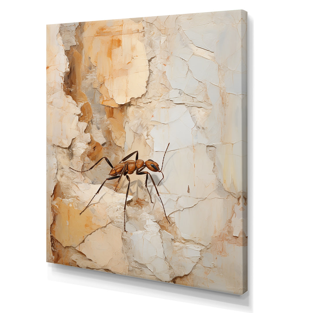 Minimalism Ant Beige Collage - Ant Framed Canvas Art