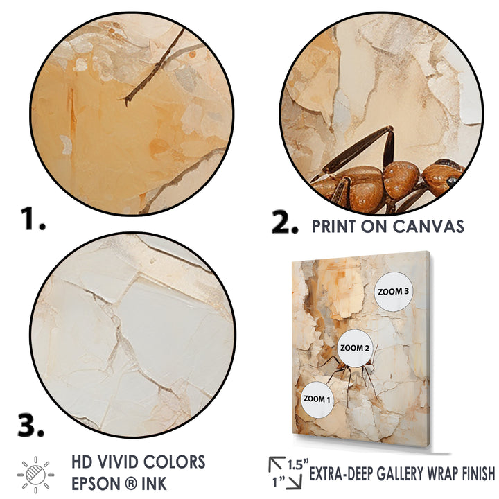 Minimalism Ant Beige Collage - Ant Framed Canvas Art