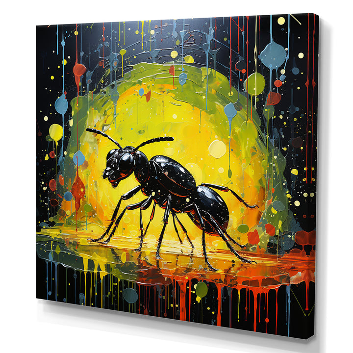 Neon Pioneers Black Ant - Ant Canvas Wall Art