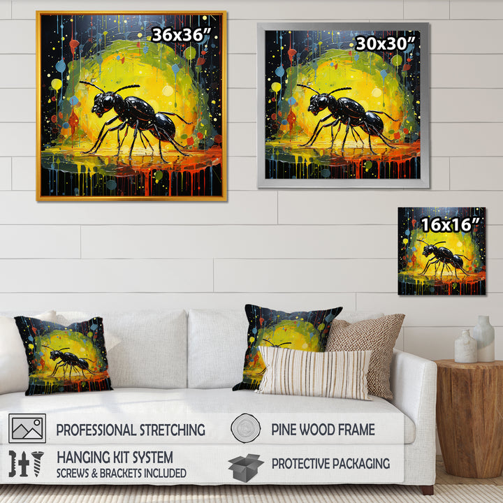 Neon Pioneers Black Ant - Ant Canvas Wall Art