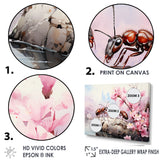 Pastel Gatherers Red Ants Pink Blossoms - Ant Wall Art Prints