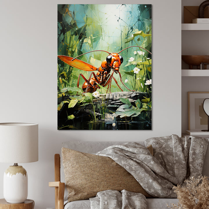 Verdant Explorer Red Ant - Ant Large Canvas Wall Art
