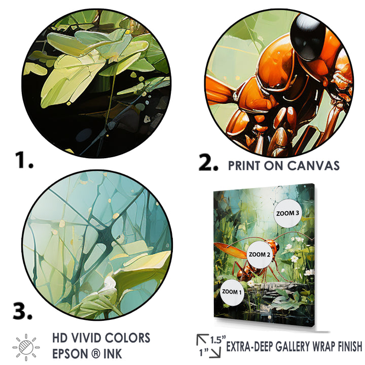 Verdant Explorer Red Ant - Ant Large Canvas Wall Art