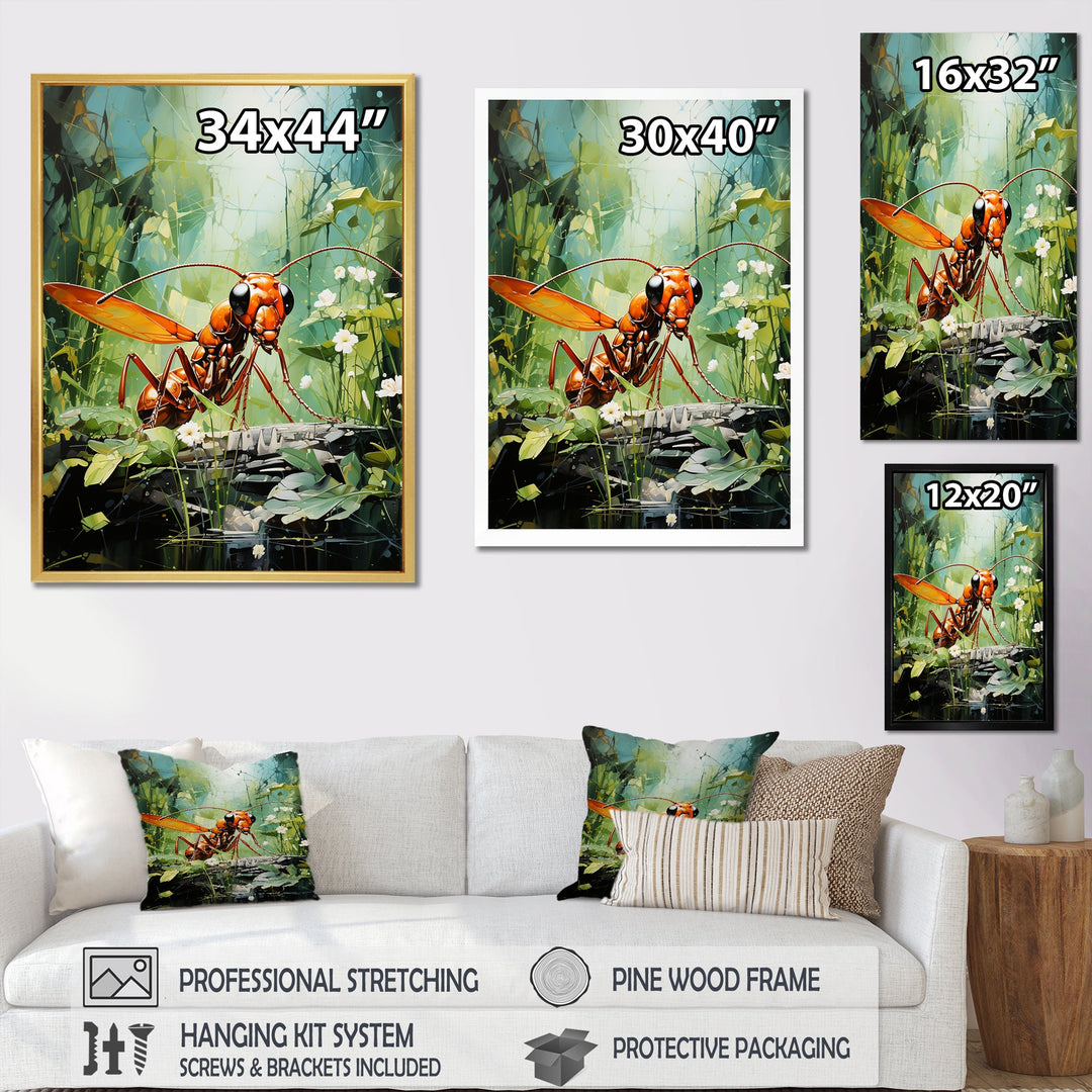 Verdant Explorer Red Ant - Ant Large Canvas Wall Art