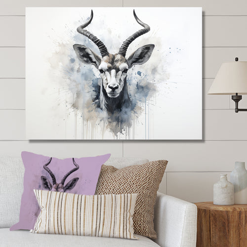 Minimalism Black And White Antelope Ibex - Antelope Wall Decor