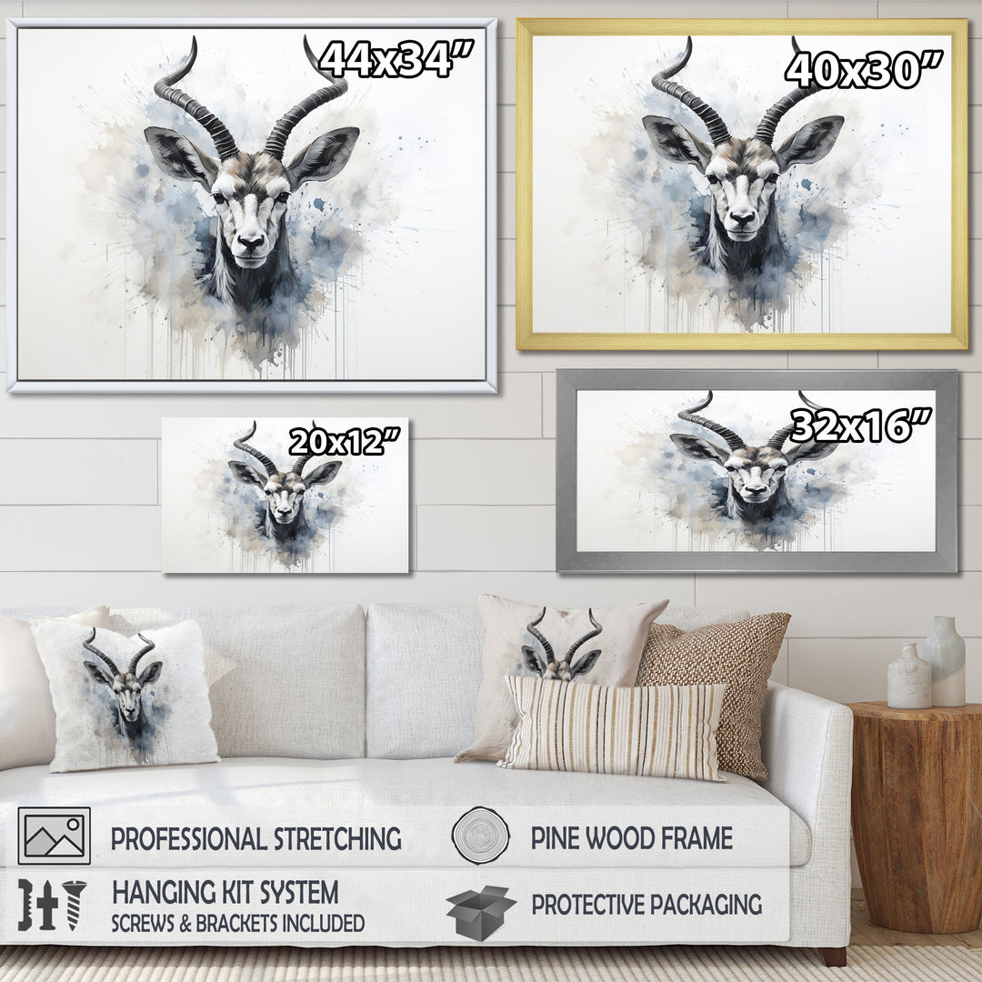 Minimalism Black And White Antelope Ibex - Antelope Wall Decor