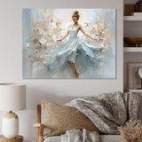 Blue Gold Minimalism Ballerina - Fashion Canvas Wall Art