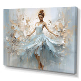 Blue Gold Minimalism Ballerina - Fashion Canvas Wall Art