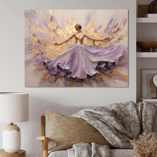 Minimalism Purple Gold Ballerina - Fashion Canvas Wall Art