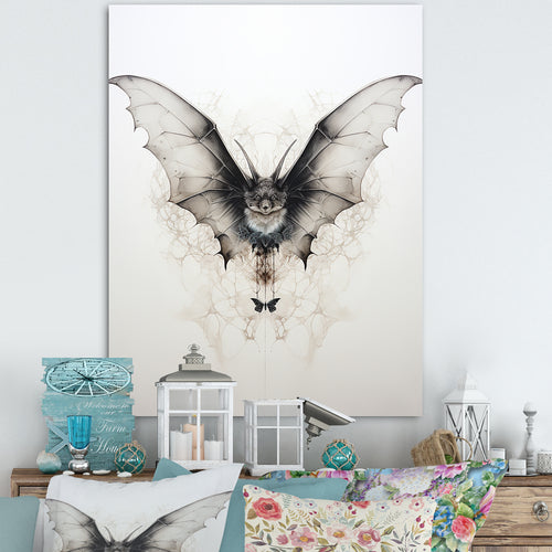 Minimalism Black And White Bat - Black Bat Wall Art
