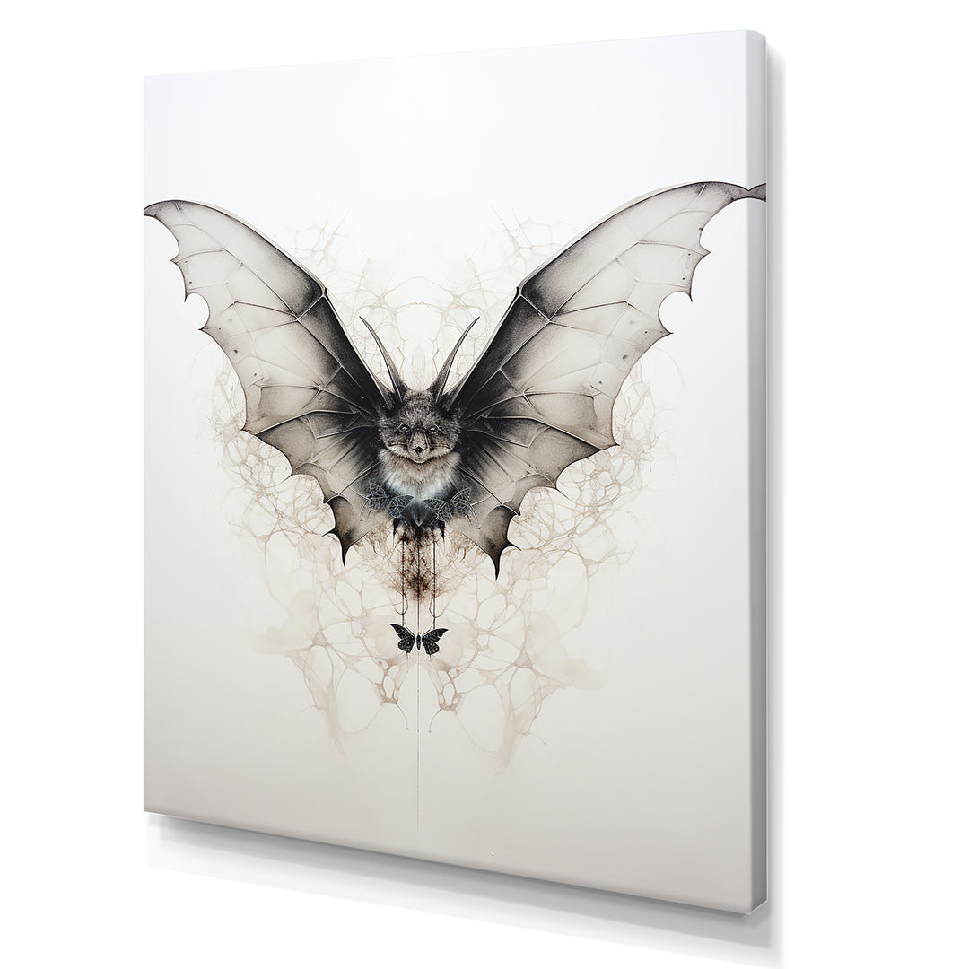 Minimalism Black And White Bat - Black Bat Wall Art