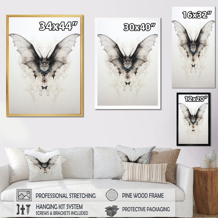 Minimalism Black And White Bat - Black Bat Wall Art