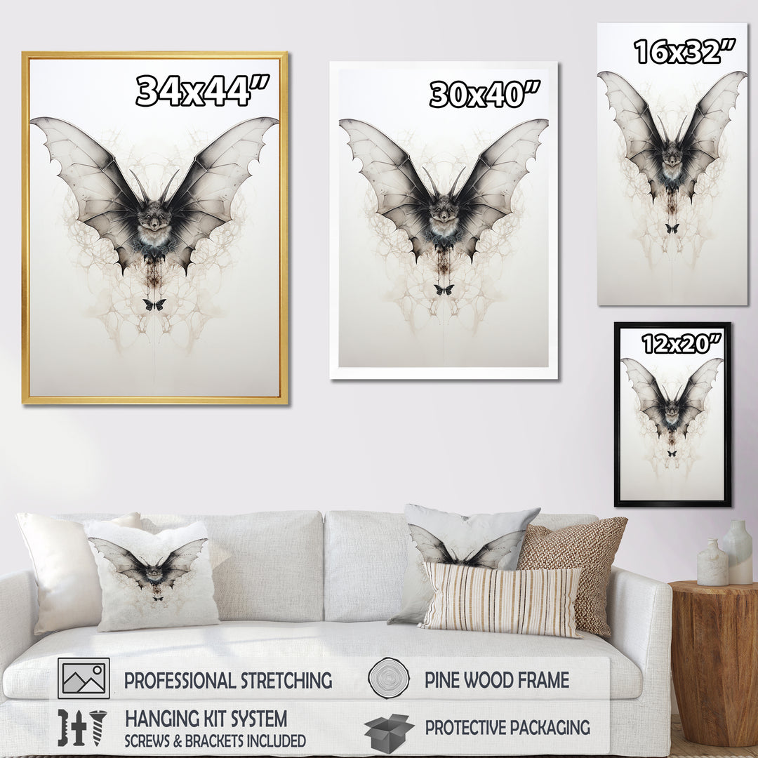 Minimalism Black And White Bat - Black Bat Wall Art