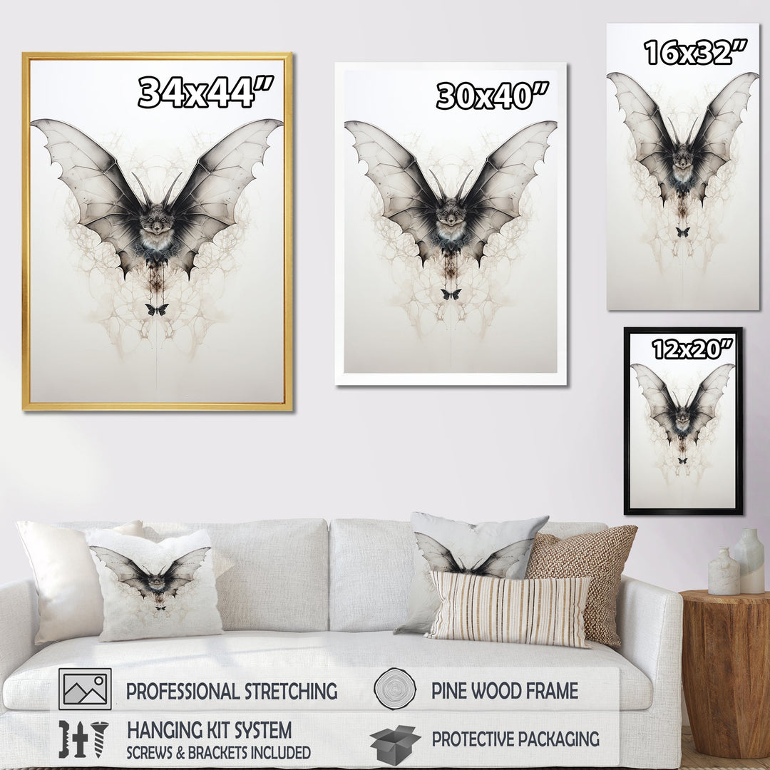 Minimalism Black And White Bat - Black Bat Wall Art