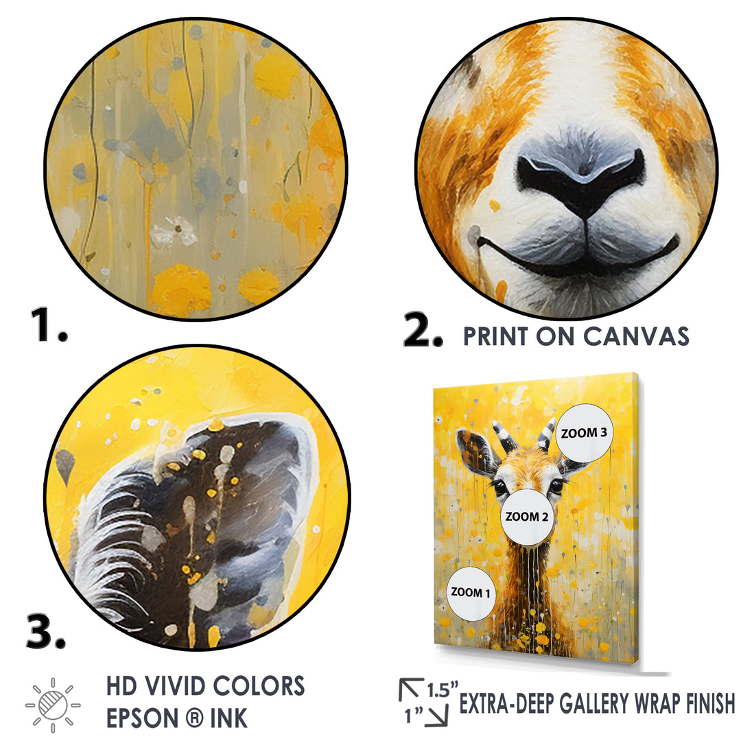 Popart Yellow Goat Portrait - Goat Large Canvas Wall Art