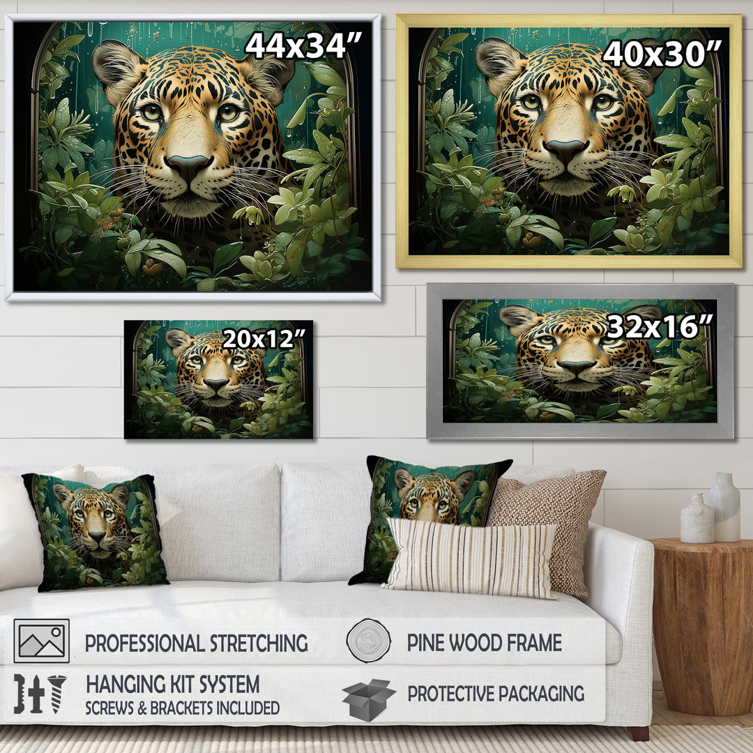 Joyful Jaguar In Jungle - Leopard Bedroom Wall Art