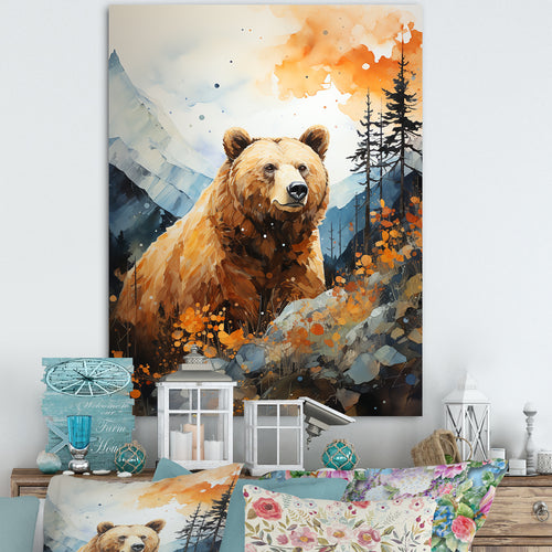 Portrait Of A Bear On Mountain Cliff - Bear Wall Art Prints