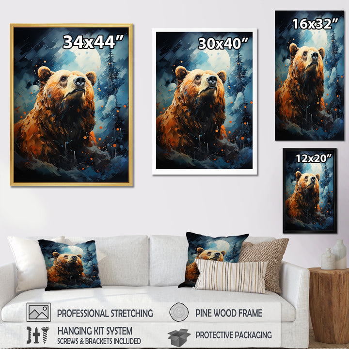 Portrait Of A Moonlight Bear On Mountain - Bear Wall Art Prints