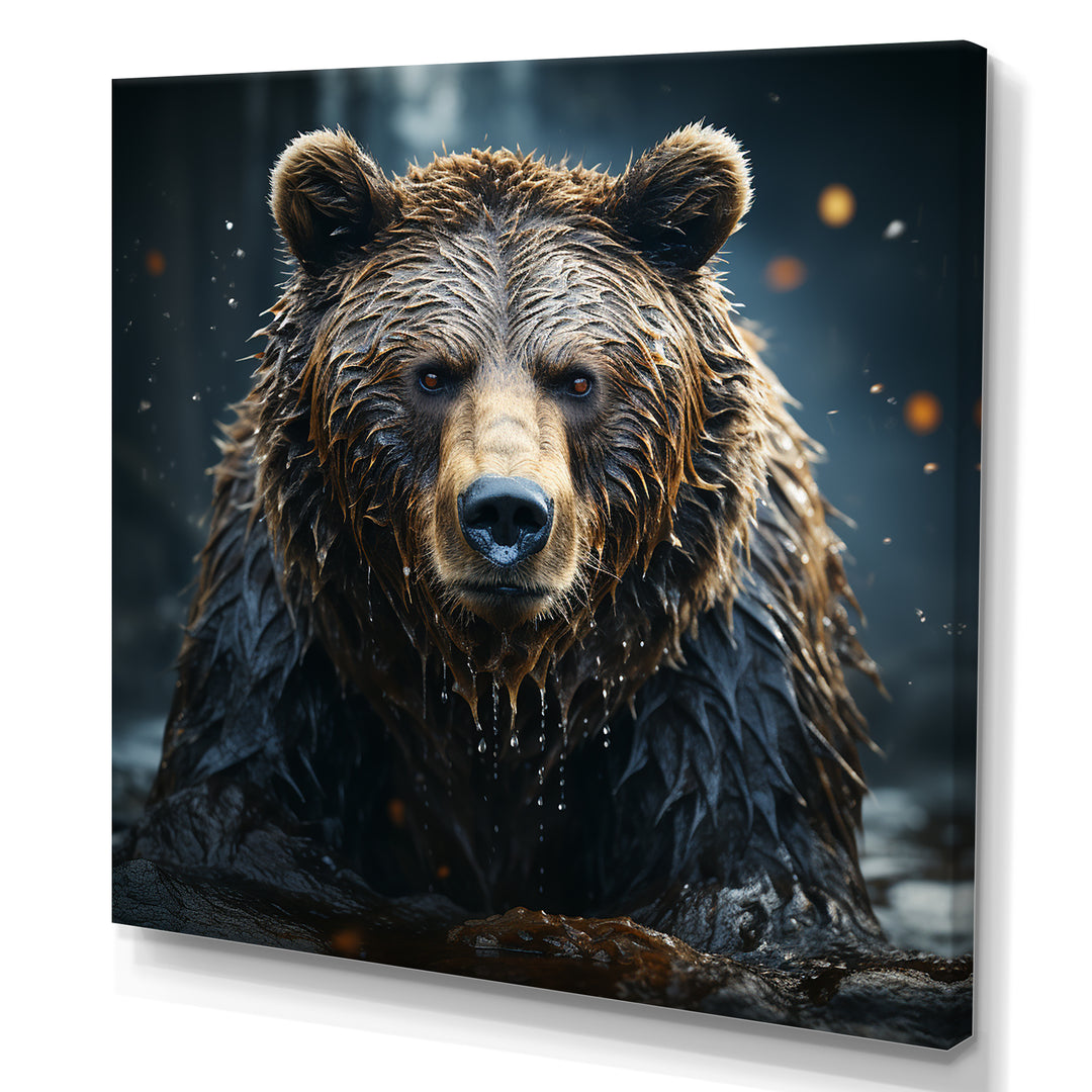 Expressionist Portrayal Of A Grizzly Bear - Bear Framed Canvas Art