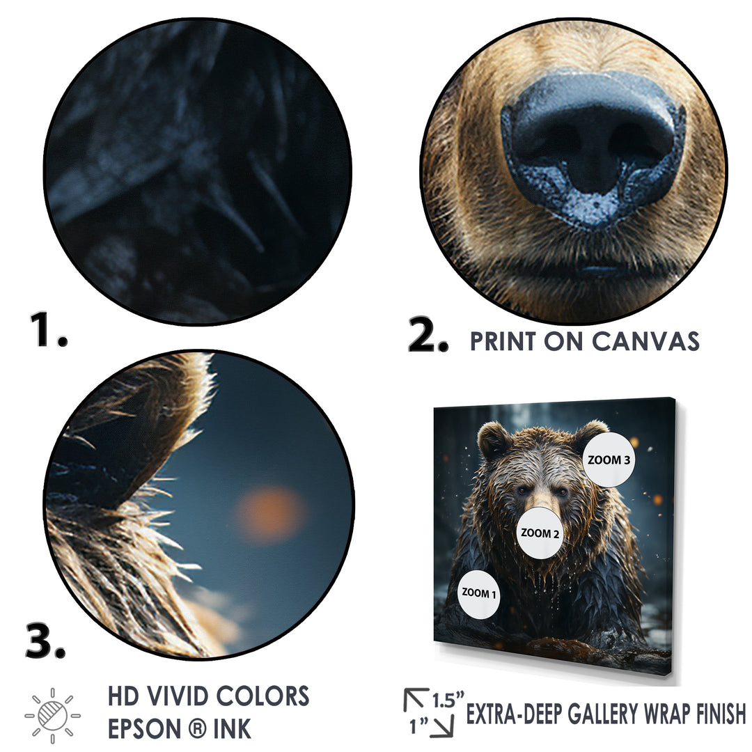 Expressionist Portrayal Of A Grizzly Bear - Bear Framed Canvas Art