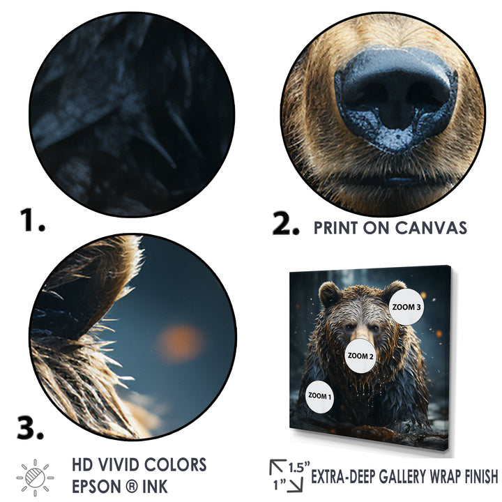 Expressionist Portrayal Of A Grizzly Bear - Bear Framed Canvas Art