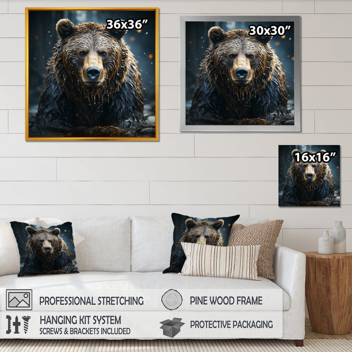 Expressionist Portrayal Of A Grizzly Bear - Bear Framed Canvas Art