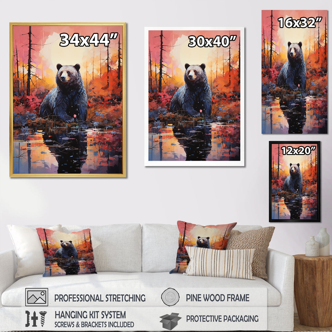 A Bear In A Dreamy Retreat - Bear Living Room Wall Art