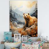 Majestic Mountain And Bear - Bear Canvas Wall Art